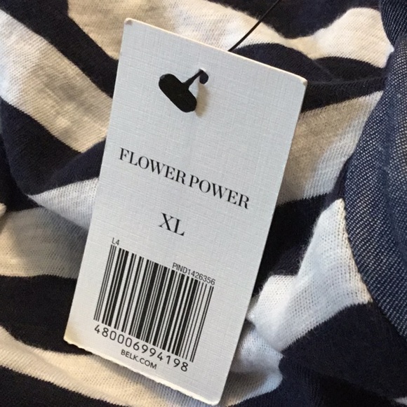 Crown & Ivy Black and White Striped Top with Ruffle Sleeves - Picture 5 of 5